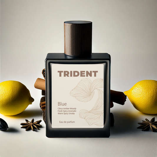 Blue 50 ml luxury perfume by Trident Perfumes – handcrafted citrus amber fragrance